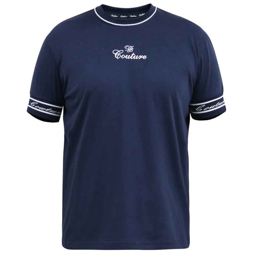 D555 Couture Crew Neck T-Shirt With Branded Cuffs Navy